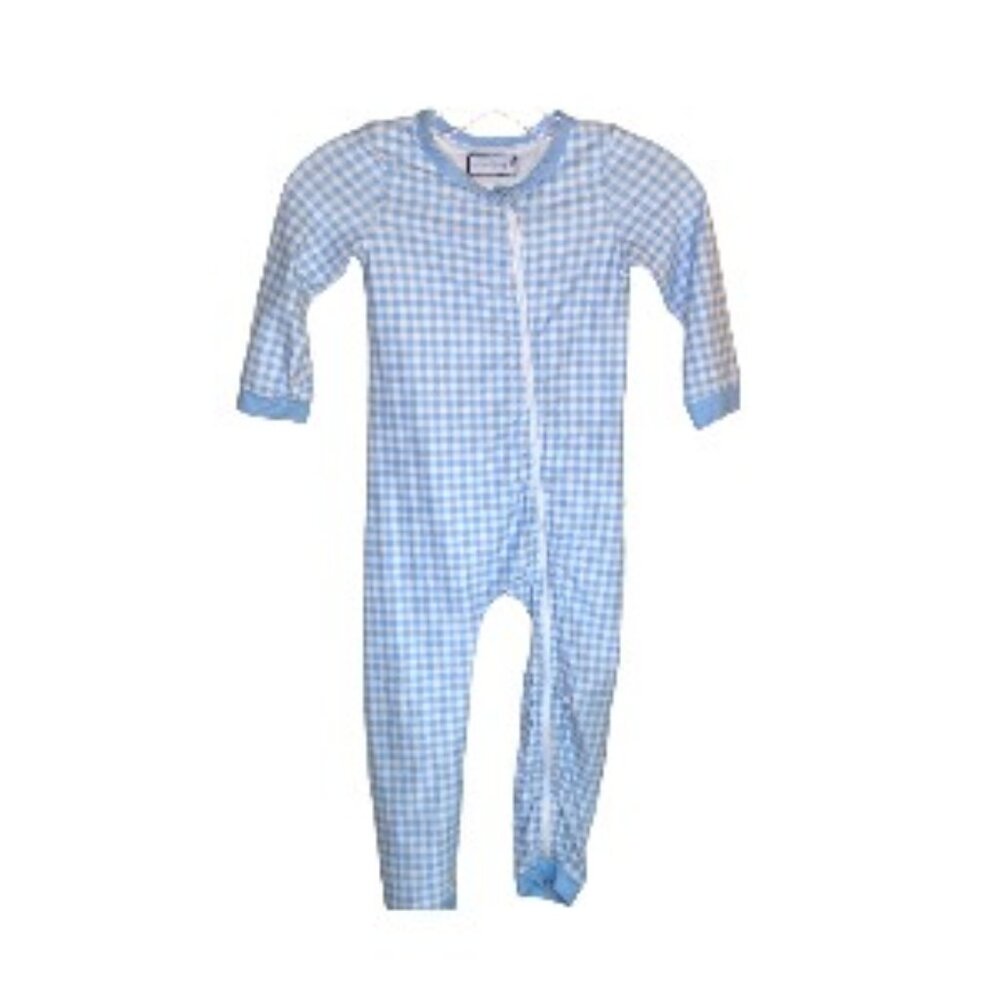 Sweet Honey Blue Gingham One-Piece Sleeper 5Y